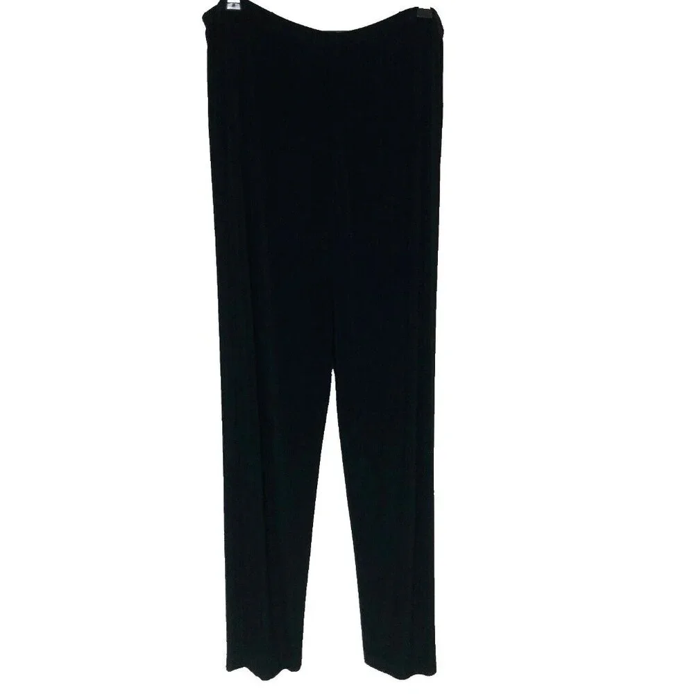 Chico's 2‎ Black Slinky Knit Ankle Pants Womens M Office USA Wrinkle Resistant